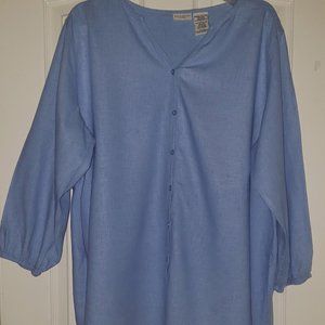 White Stag Denim Linen Button Down Womens Top 18W/20W